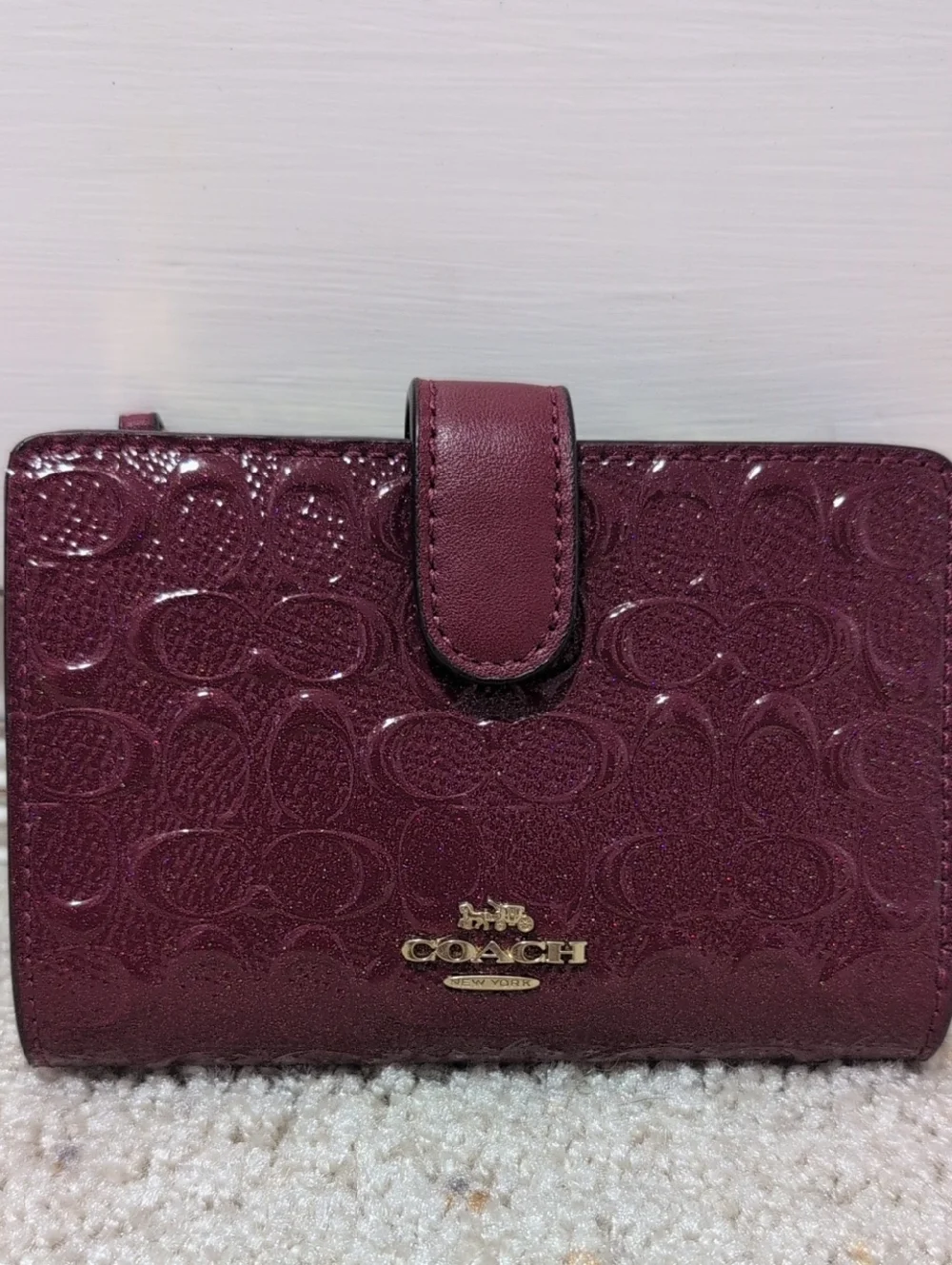 COACH Patent Signature Wallet in Red - Picture 1 of 4